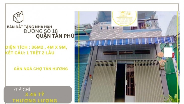 GẤP Bán nhà HXH cạnh chợ TÂN HƯƠNG 36m2, 2Lầu, 3.45tỷ